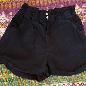 High Waist Black Shorts with Relaxed Fit